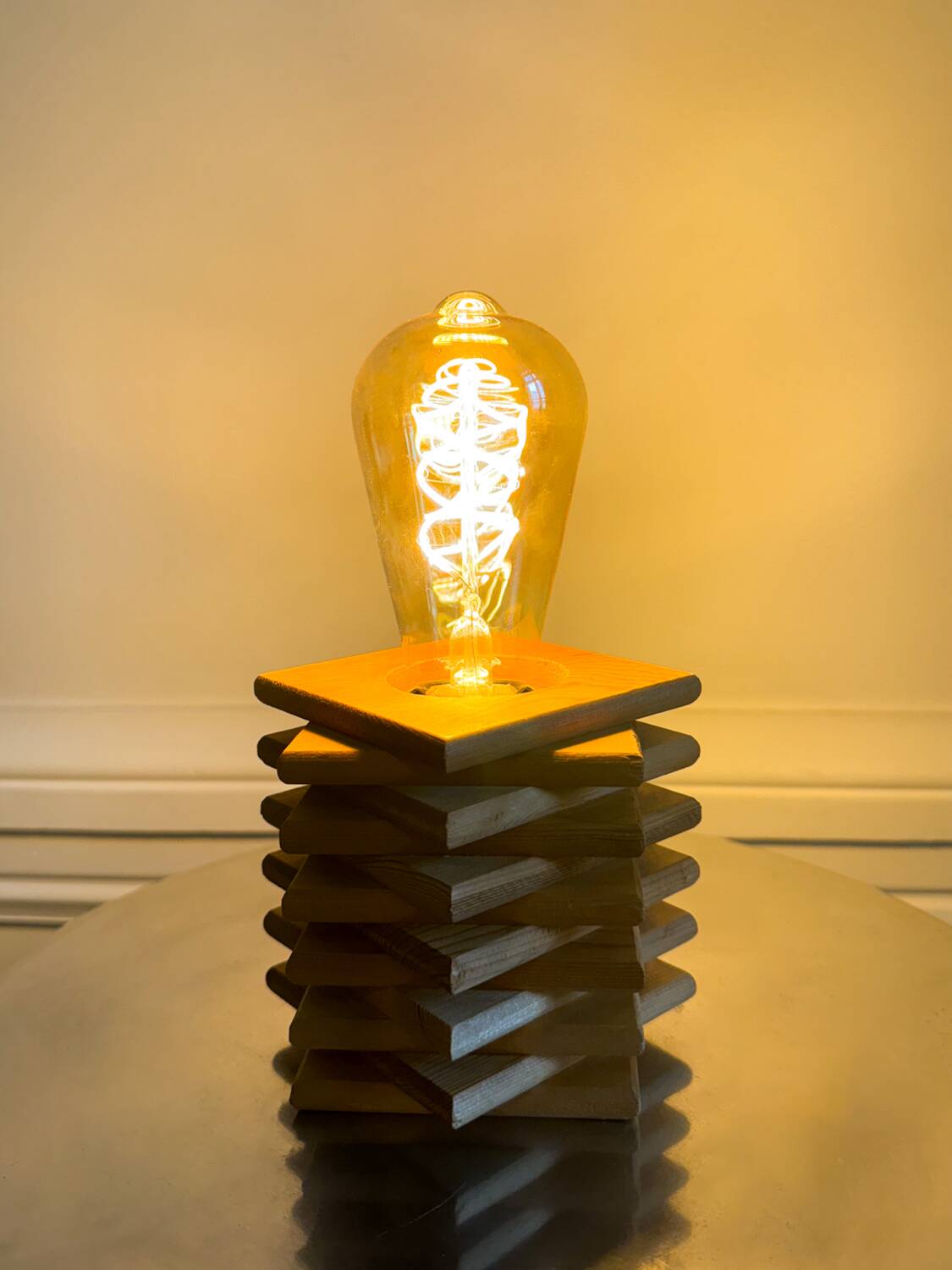 Vintage wooden lamp, L'Alpin chez lui