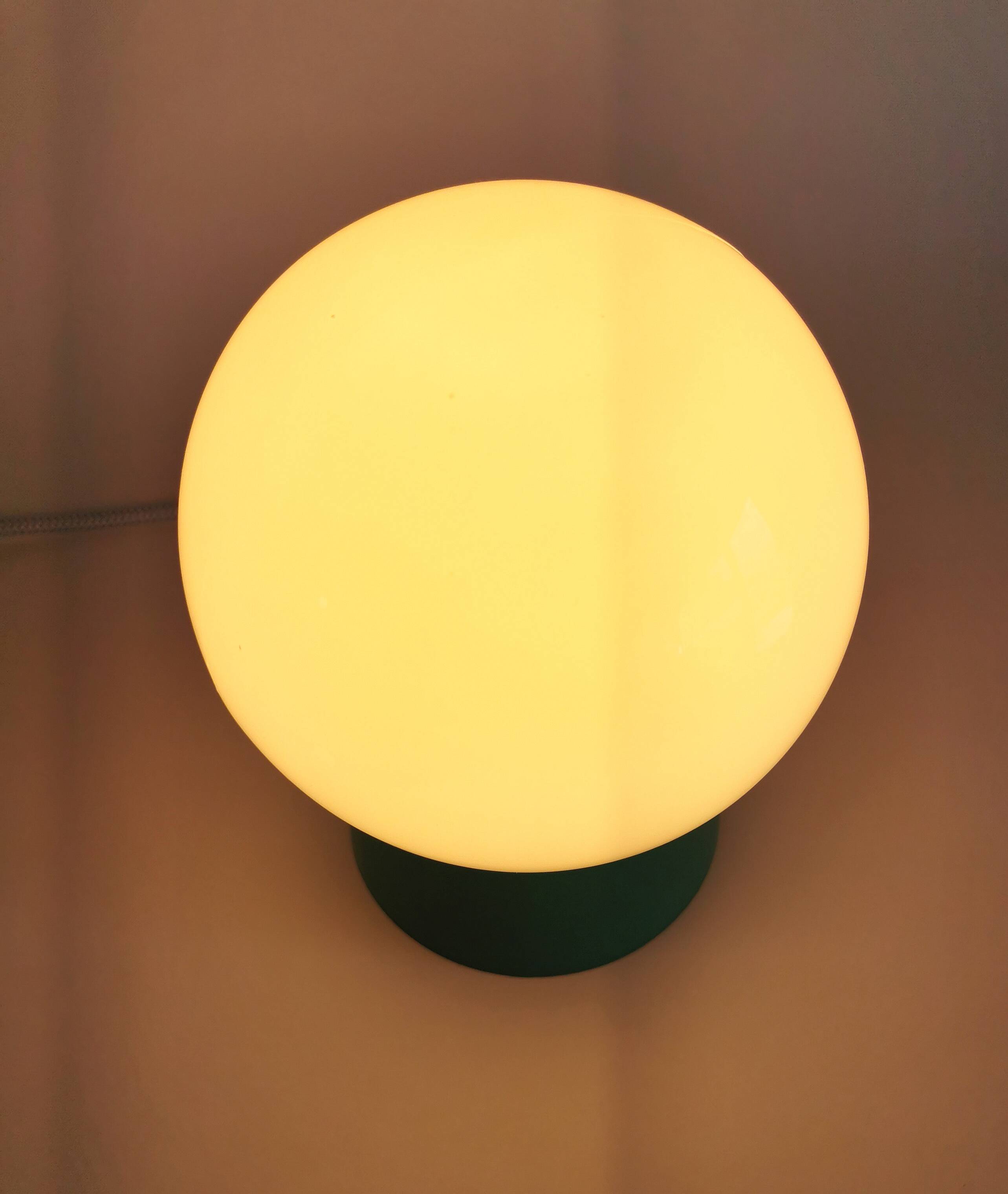 Vintage white opaline living room bedside desk lamp "Green and lavender"