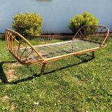 Vintage rattan basket bed