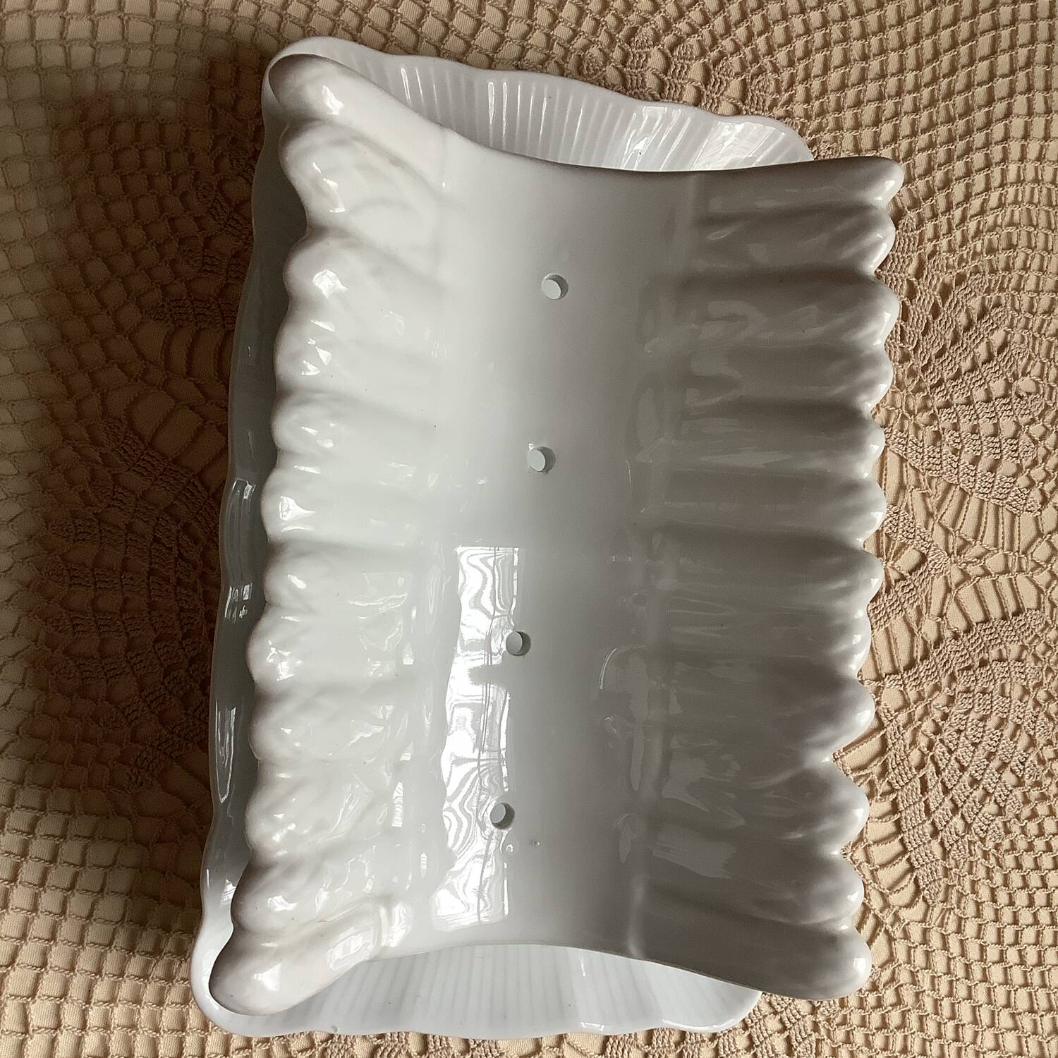 Porcelain and slip asparagus dish – antique double drainer