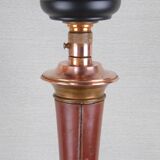 Lampe de table en cuir et laiton du milieu du siècle, Mazda France