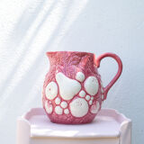 pitcher decanter slurry pink and white fruit decoration