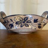 Vintage Ceramic Salad Bowl with Blue Floral Decor, Made in Italy