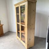 Glass cabinet or display case in pine 1950