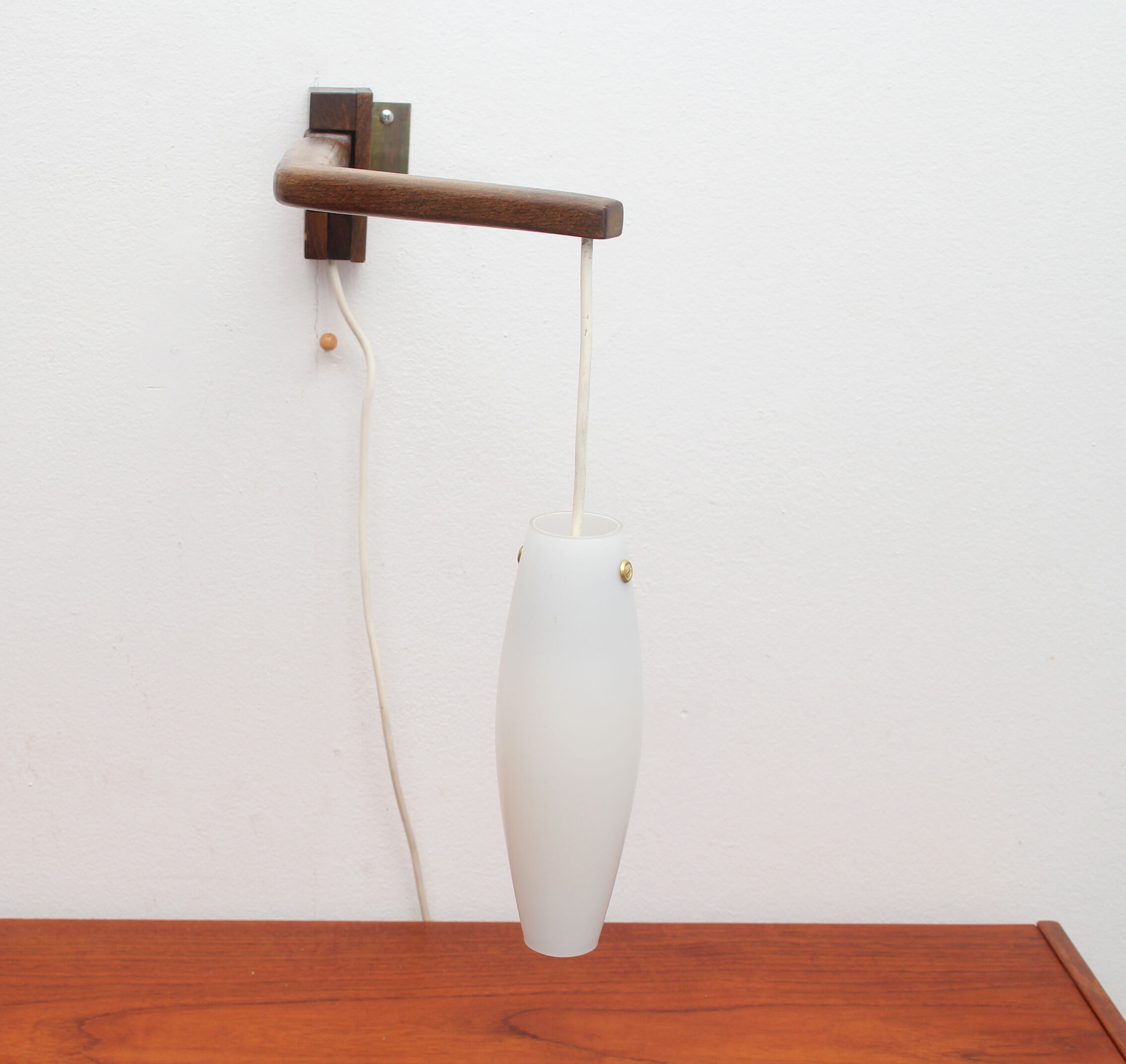 1960s boomerang wall lamp opaline glass
