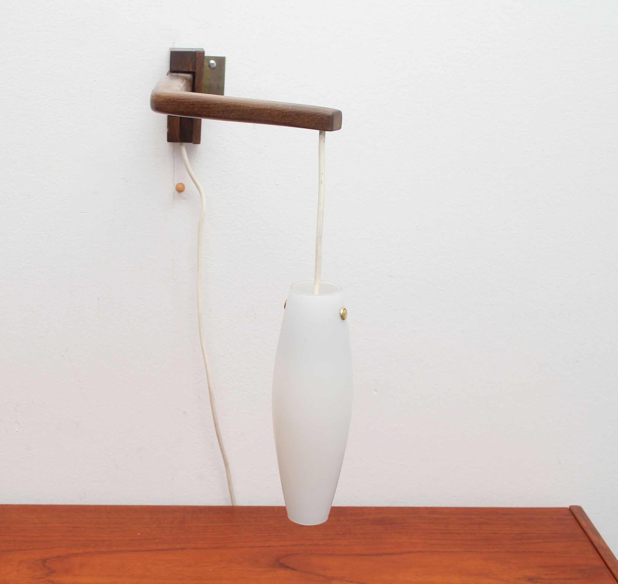 1960s boomerang wall lamp opaline glass
