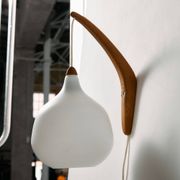 MK10987 Teak and glass wall lamp by Uno & Östen Kristiansson for Luxus