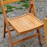 Set of 6 folding chairs in solid beech from the 70s