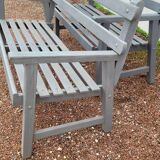 Pair of old wooden park garden benches