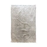 Vintage Off White Diamond Shapes Cotton Rug Scandinavian Midcentury Berber Style