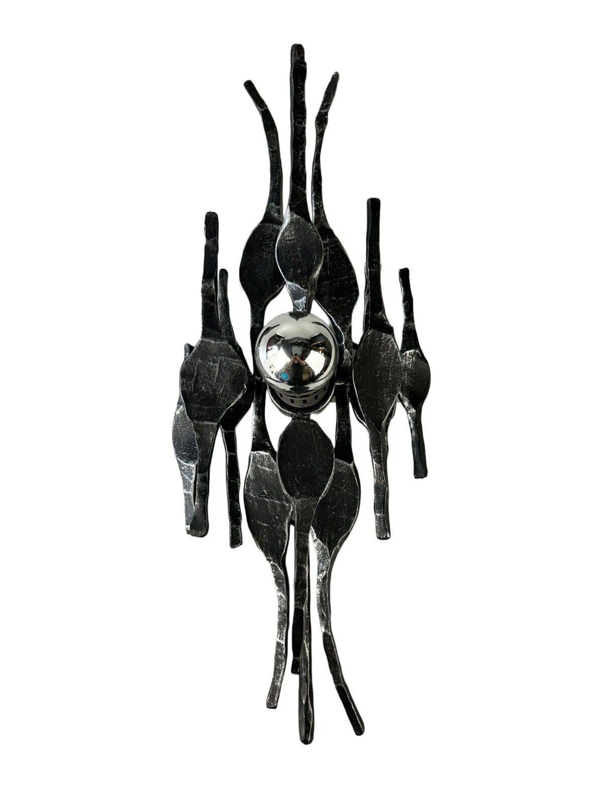 60's 70's brutalist wall lamp iron & glass wall sconce design