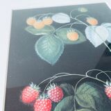 Framed lithograph raspberries