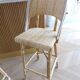 Lot of 3 Maison Louis Drucker light Manila rattan bistro high chairs.
