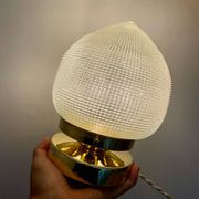 Vintage globe table lamp in holophane glass