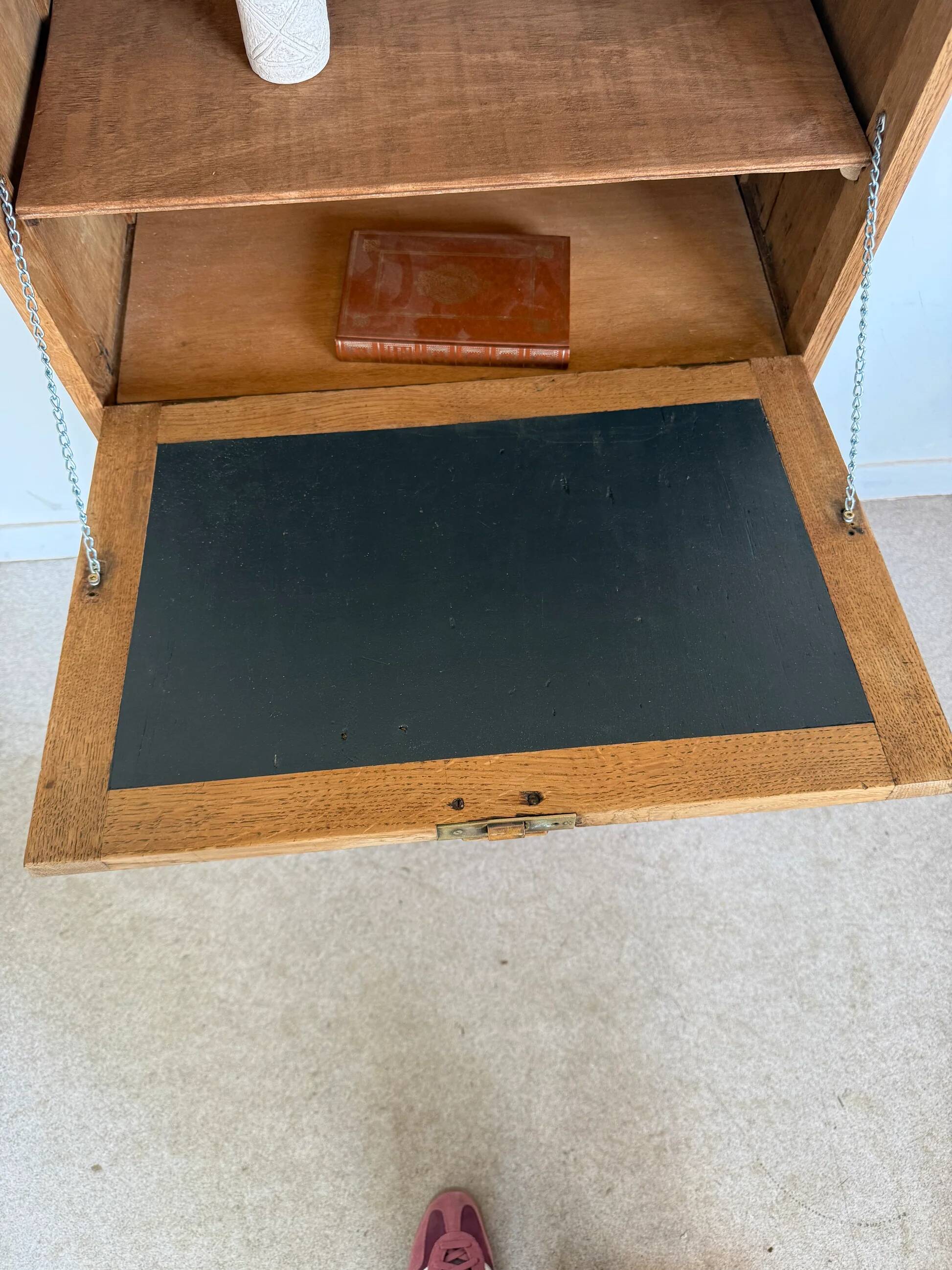 Vintage wooden secretary desk in the style of a professional piece of furniture