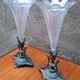Pair of cornucopia vases in bronze and crystal, 19th century.