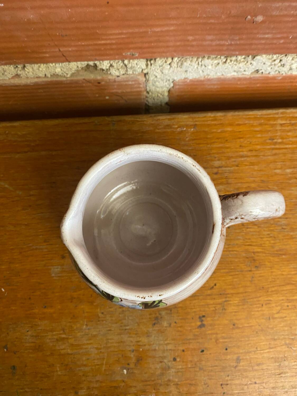 Pichet ancien vallauris céramique beige décor floral ciselé vintage #d