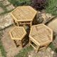 Set of three vintage rattan side tables.