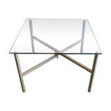 Articulated coffee table gilded metal and glass – 60s/70s