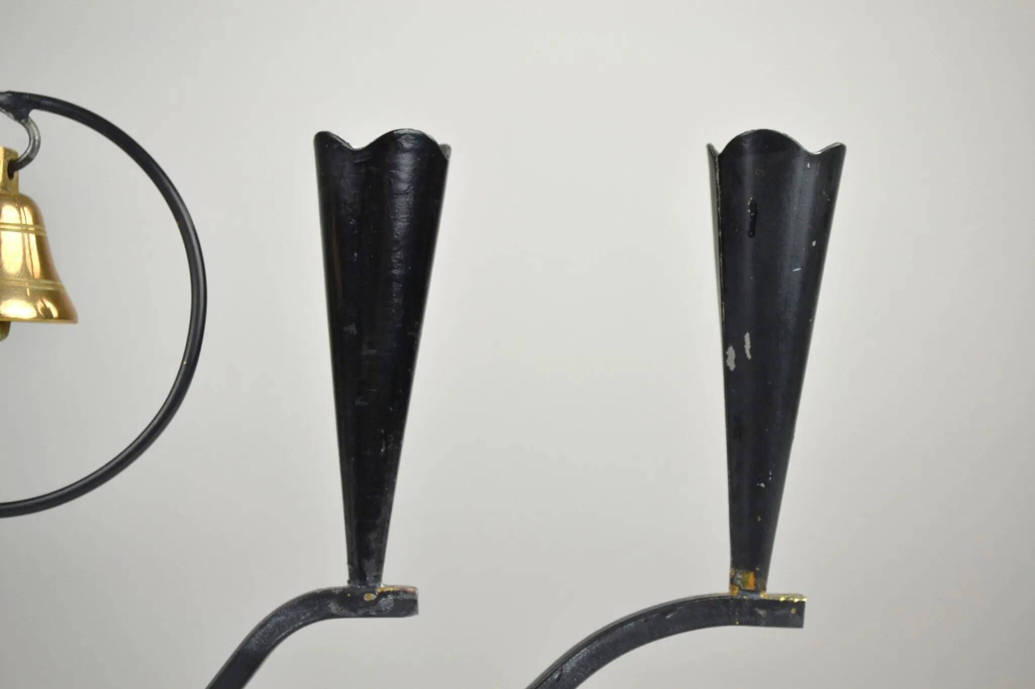 Four-Candle Candelabra with Brass Bell — Ystad-Metall, Sweden, 1950s