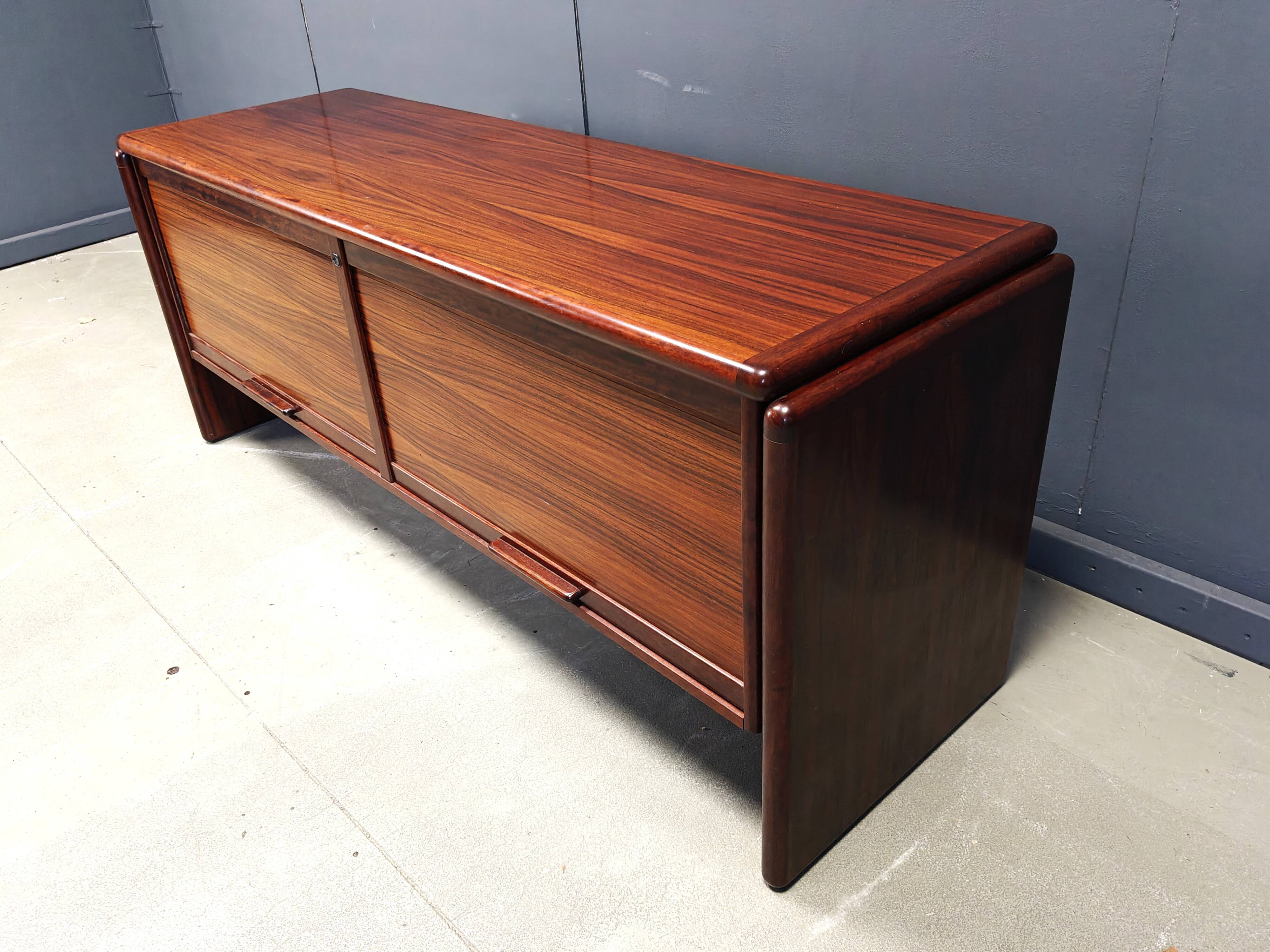 Rosewood Credenza With Vertical Tambour Doors by Dyrlund, 1960s