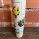 Old Rolled Vase Beige Ceramic Polychrome Flower Decor Vintage #D