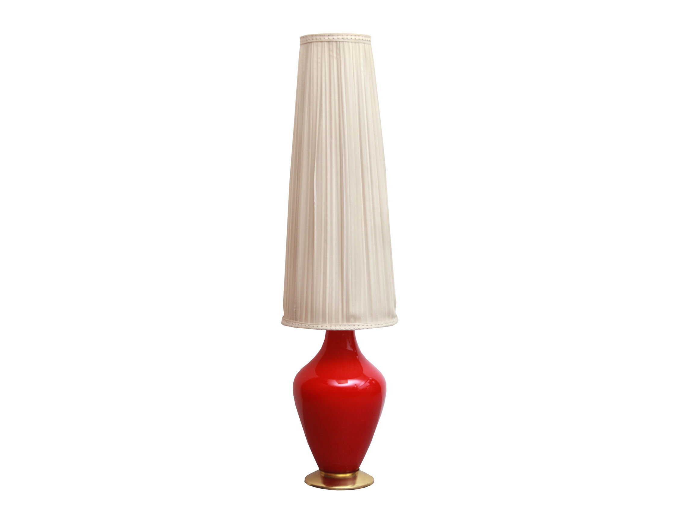1950s floor lamp in red glass
