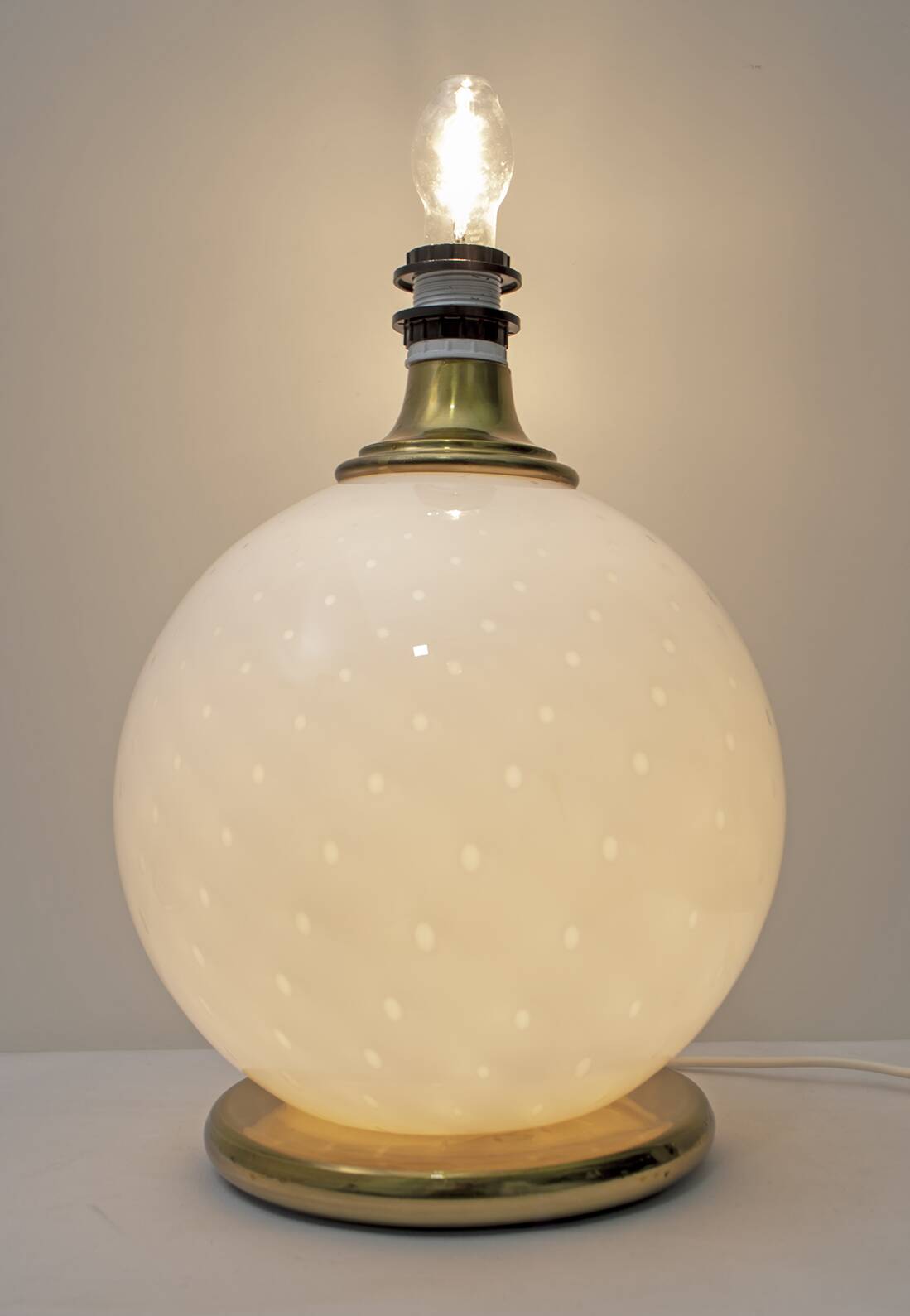 Mid-Century Modern Brass and Blown Murano Glass Table Lamp, 1970s