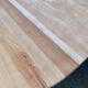 Extendable round dining table with central leg, renovated in raw oak, 210cm