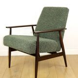 Fauteuil 'Lis', design en bouclés verts des années 1970 par Henryk Lis - 2 pièces disponibles