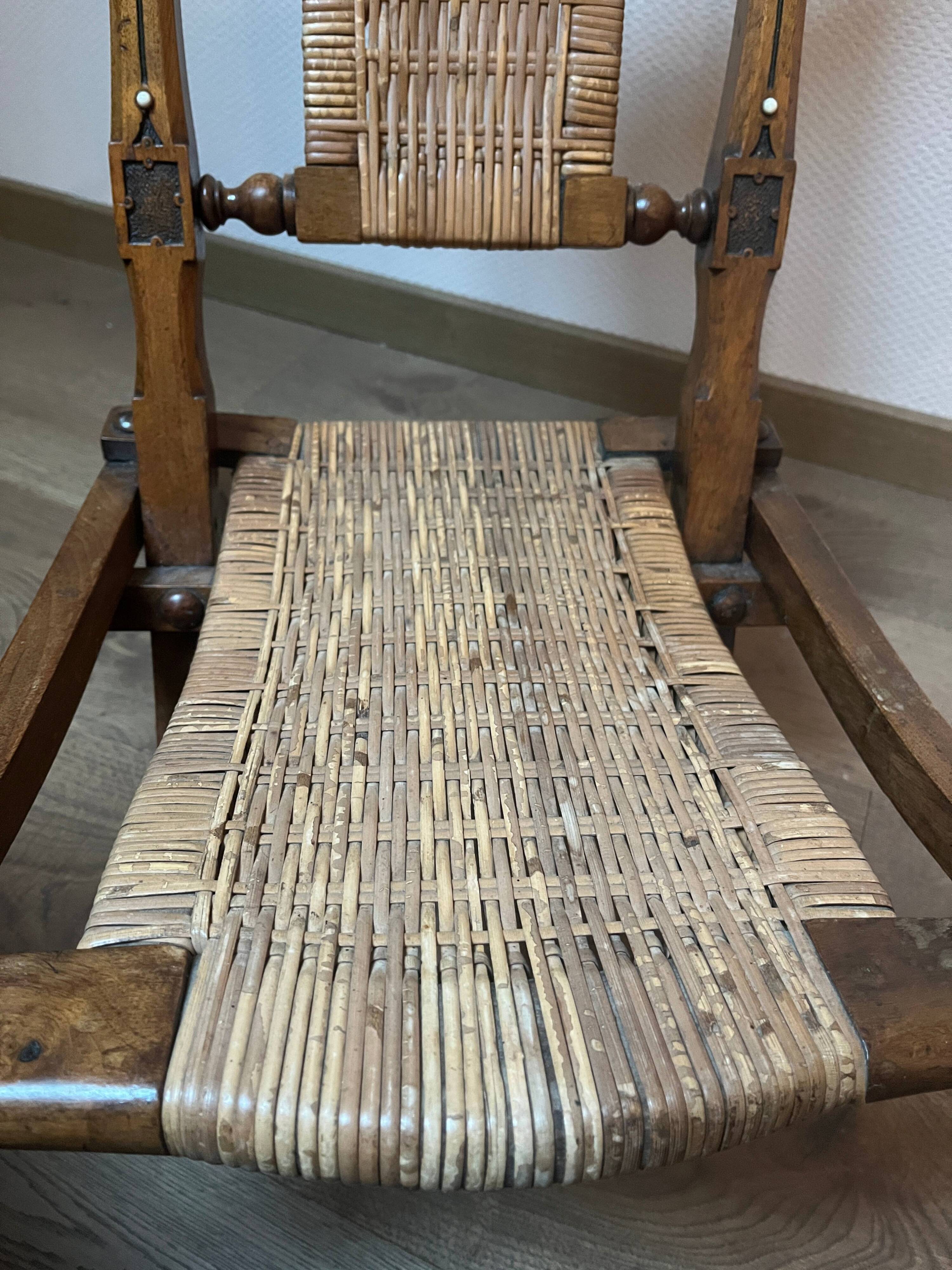 Victorian folding chair 19th century Gothic caning Art & Craft