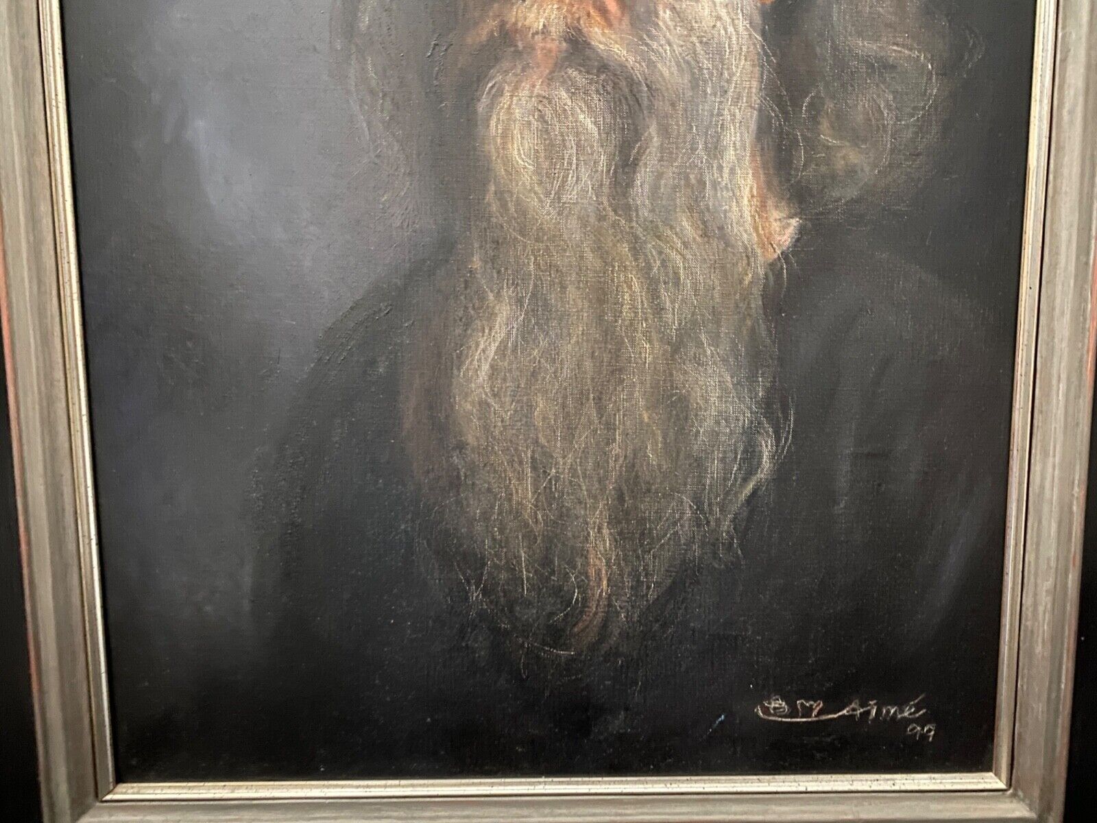 Oil on canvas portrait of a man with a beard xxth by aimé 1999