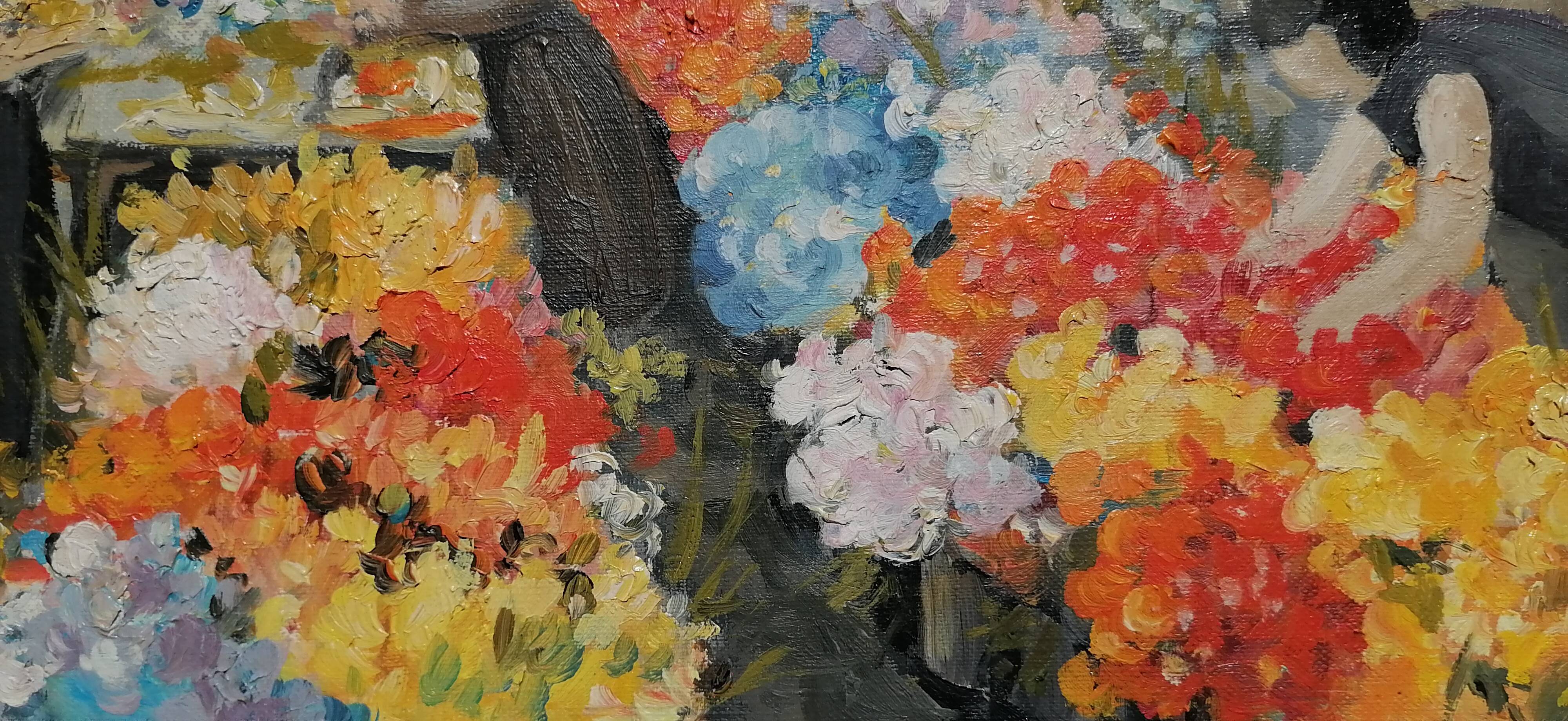 Painting "the flower market" by Béziers