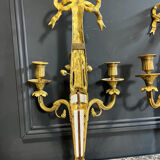Pair of nineteenth century sconces in bronze and porcelain