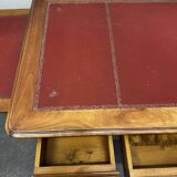 Louis XV Style Desk - Cherry Wood - Red Leather Top - with Extensions