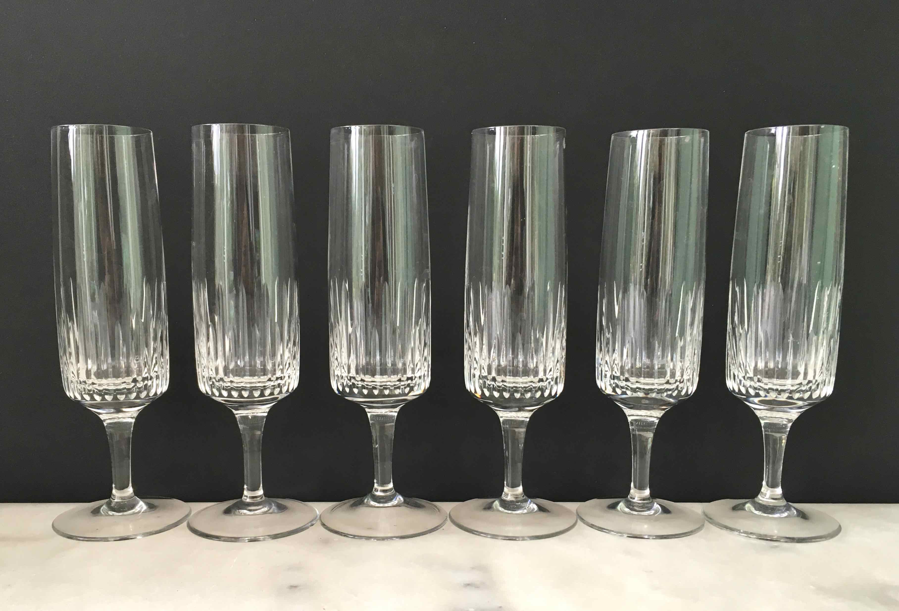 Set de 6 flûtes à champagne cristal taillé