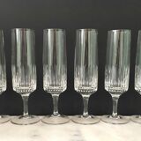 Set of 6 crystal cut champagne flutes