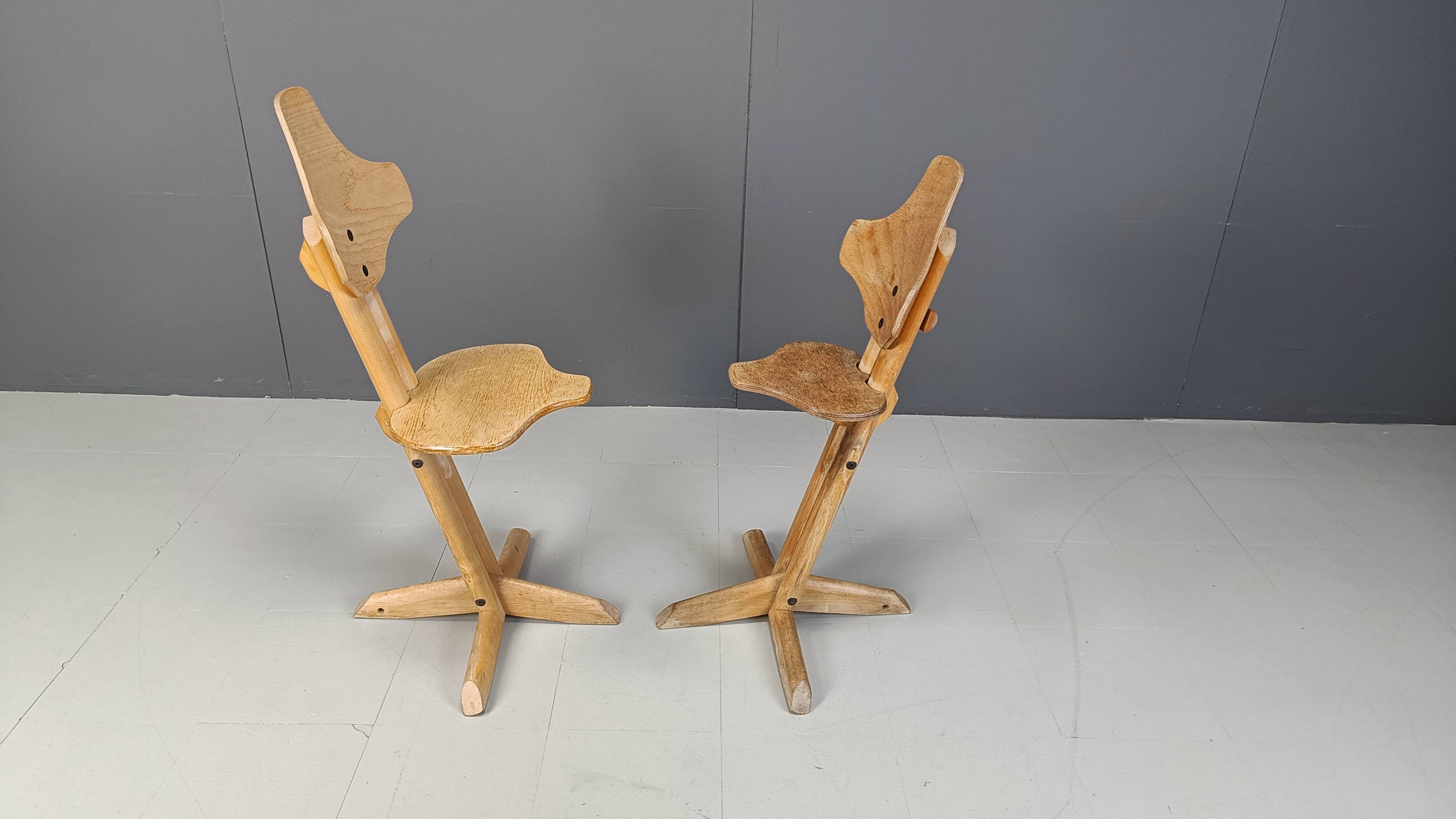 Pair of plywood ergonomical chairs by Rybo, 1970s