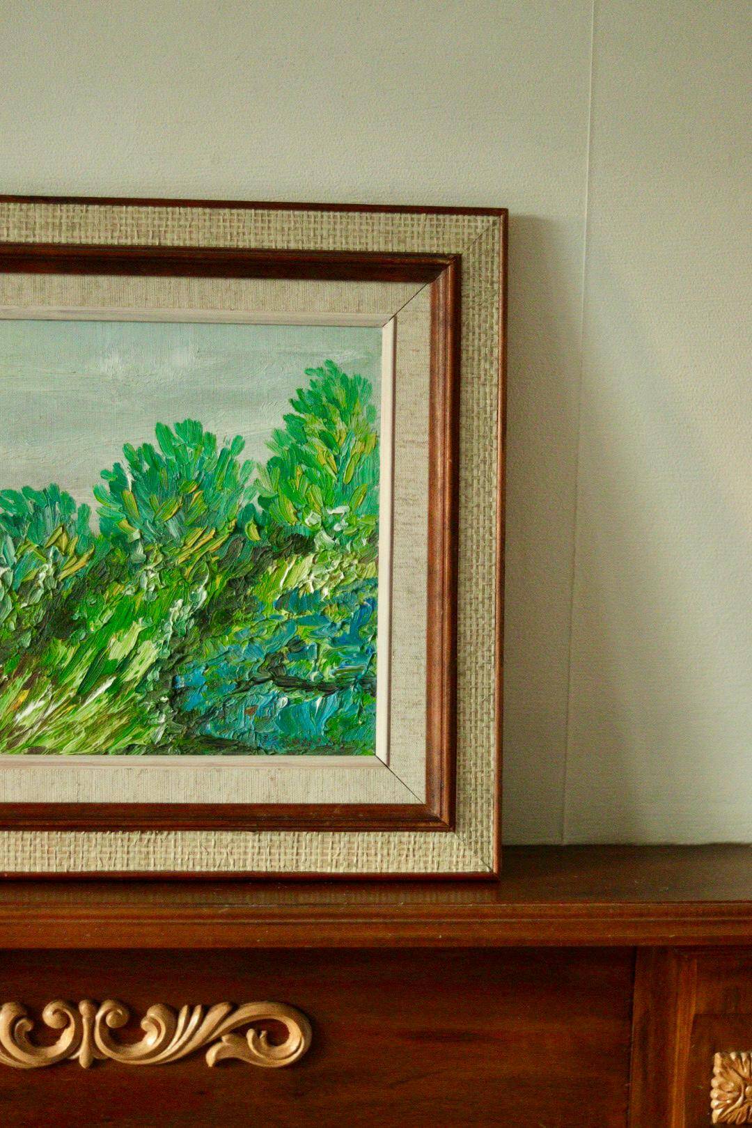 Original mid-century oil on canvas – "Vibrant Landscape"