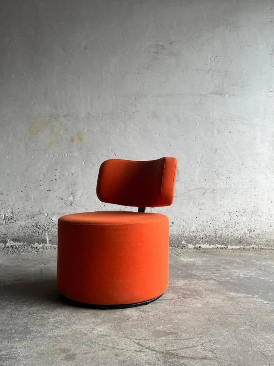 SITS Mokka swivel armchair in orange fabric — Scandinavian modern retro rounded design