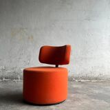 SITS Mokka swivel armchair in orange fabric — Scandinavian modern retro rounded design