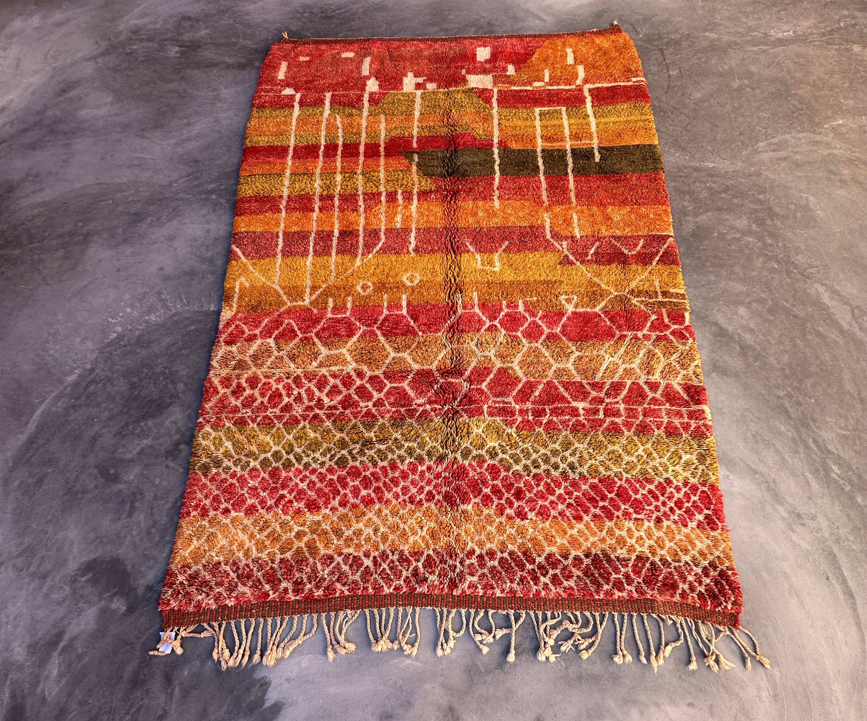 Tapis Marocain  Beni M'Rirt coloré - 217 x 302 cm