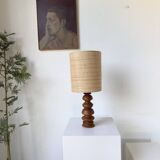 1950s turned oak wood table lamp