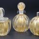 Set of 3 gold Ercole Barovier "Bullicante" Murano glass vases for Barovier & Toso