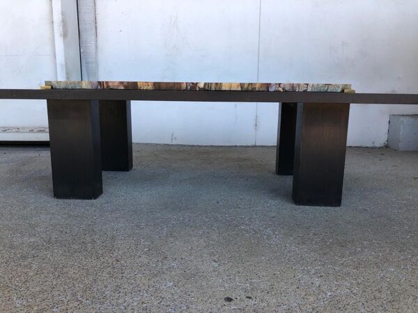Table basse avec plateau en bois pétrifié