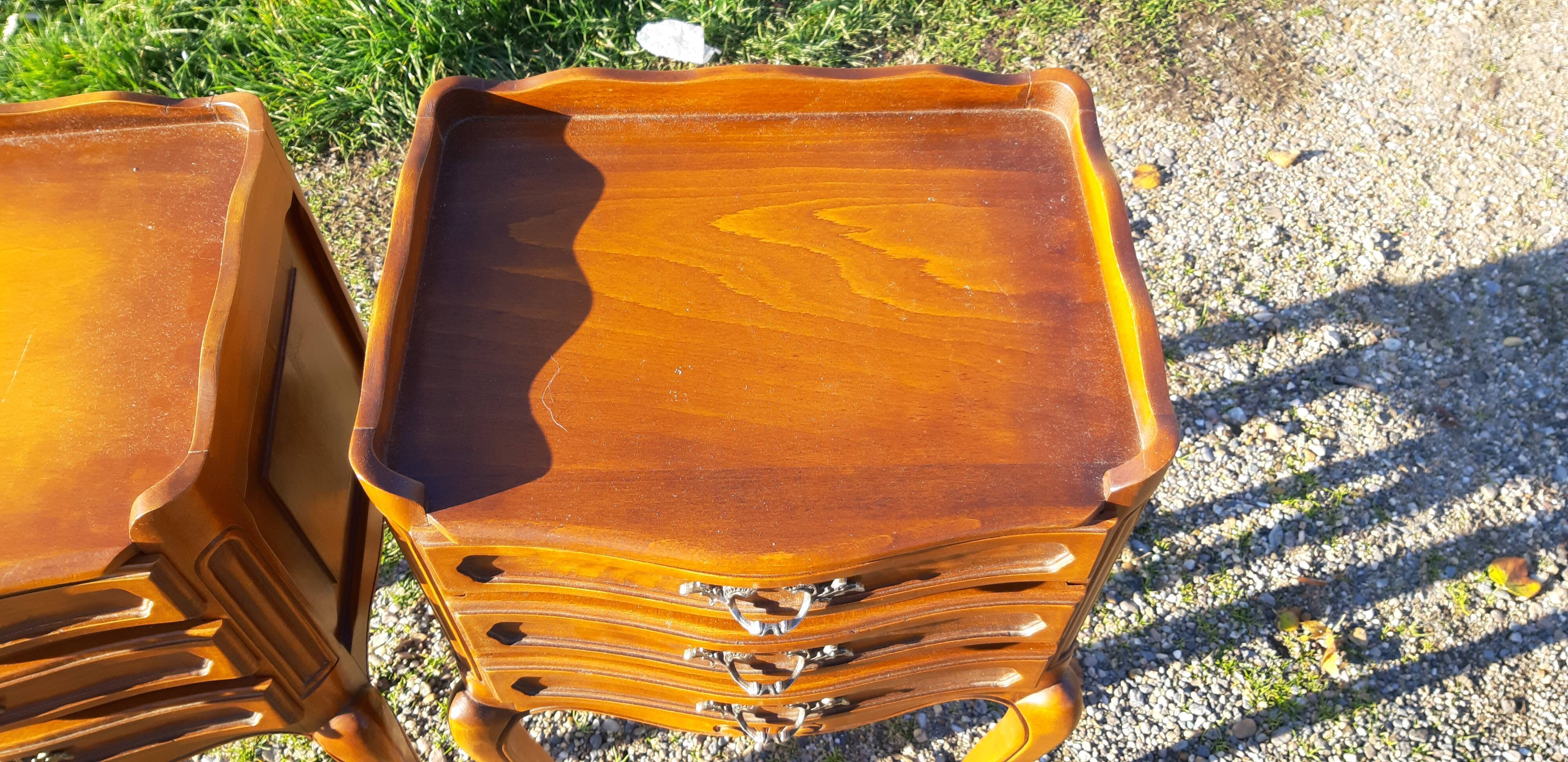 Pair of cherry bedside tables 3 drawers