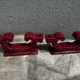 Paire de Bougeoirs Art-Deco Céramique signée B. Letalle L 29 / H 13 cm