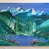 Large format painting by dominique bellet, performance artist