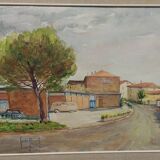 Guido hanset (1910-1992) watercolor on paper view of genoa ? 1968 signed