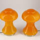 2 table lamp mushroom glass orange France 60s.